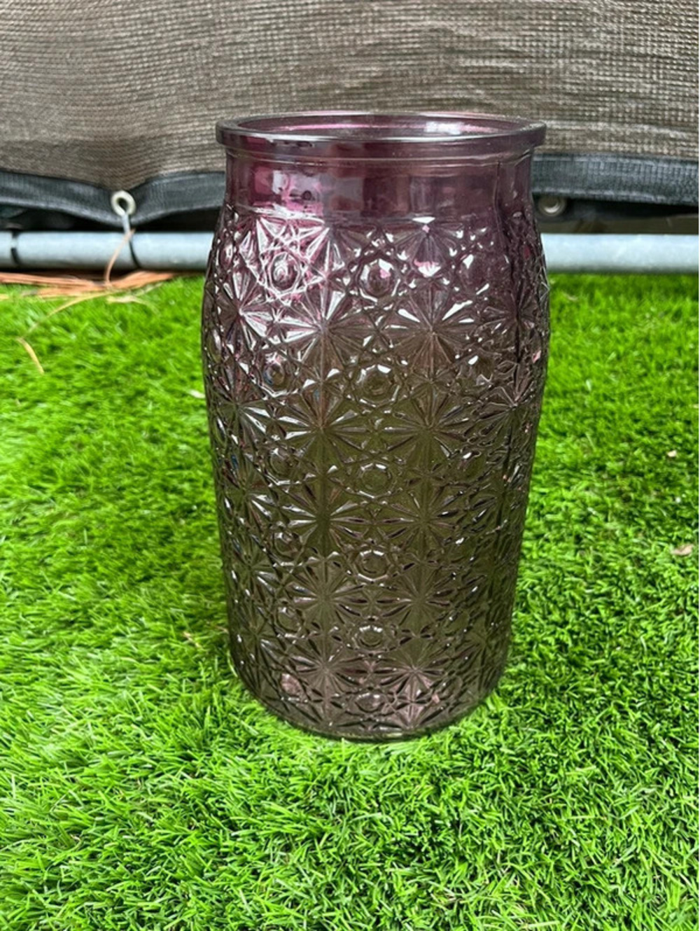 Decorative glass purple vase large